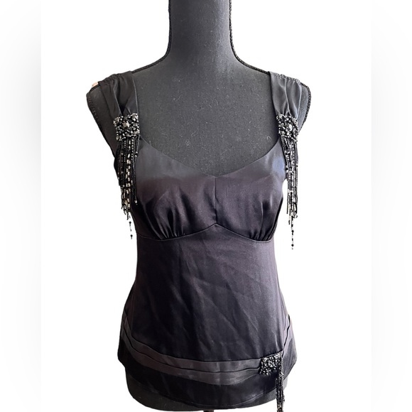 Nanette Lepore Silk Beaded Art Deco Top - Picture 2 of 10